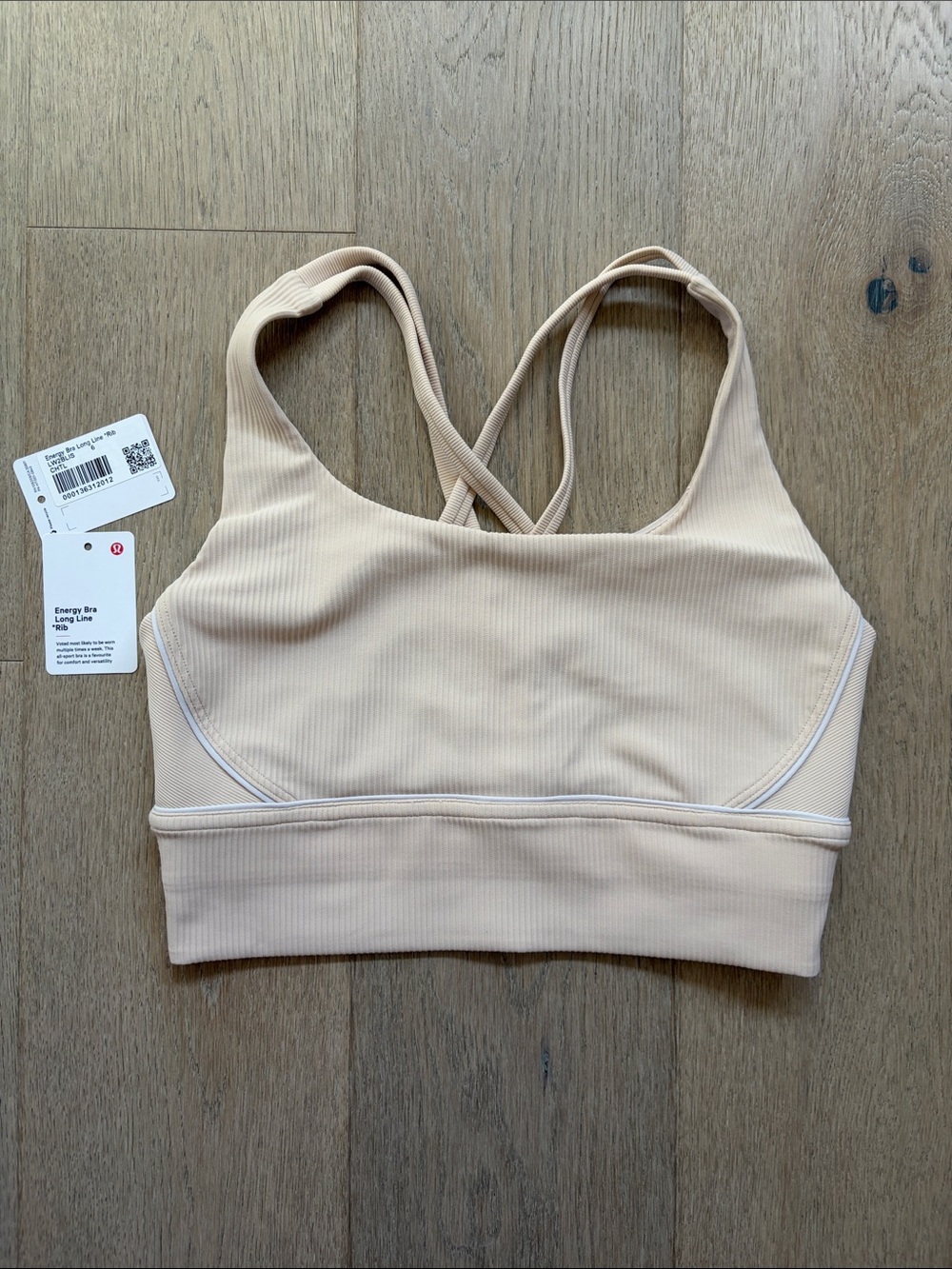 lululemon athletica Light Beige Ribbed Crossback Sports Bra